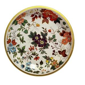 Vintage Daher Decorated Ware Floral Tin Tray Round 6.25 Inch Made in England